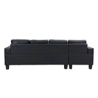 Black 96.06 Modern L-Shaped 4 Seater Sectional Sofa with Chaise Lounge, Cup Holders, and Throw Pillows