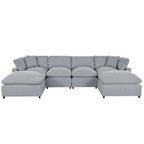 134.40 Modern U-Shaped 6 Seater Sectional Sofa with 2 Large Chaises, Removable Ottomans and Soft Cushions