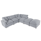 134.40 Modern U-Shaped 6 Seater Sectional Sofa with 2 Large Chaises, Removable Ottomans and Soft Cushions