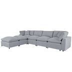 134.40 Modern U-Shaped 6 Seater Sectional Sofa with 2 Large Chaises, Removable Ottomans and Soft Cushions