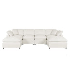 134.40 Modern U-Shaped 6 Seater Sectional Sofa with 2 Large Chaises, Removable Ottomans and Soft Cushions