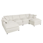 134.40 Modern U-Shaped 6 Seater Sectional Sofa with 2 Large Chaises, Removable Ottomans and Soft Cushions