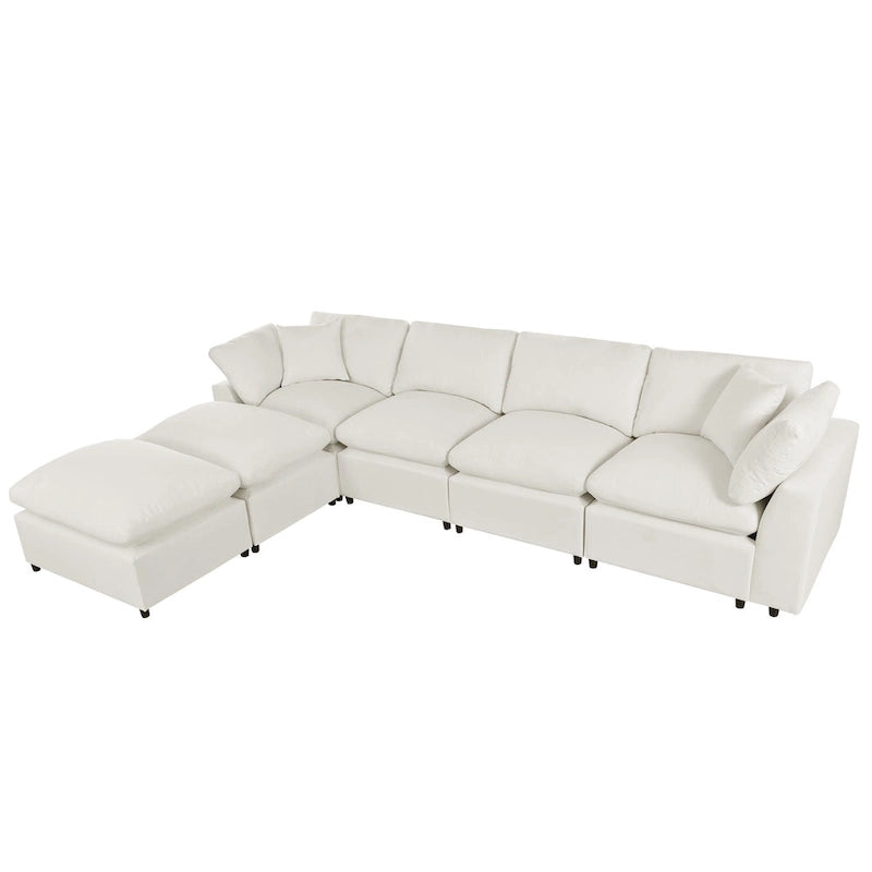 134.40 Modern U-Shaped 6 Seater Sectional Sofa with 2 Large Chaises, Removable Ottomans and Soft Cushions