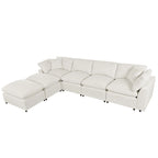 134.40 Modern U-Shaped 6 Seater Sectional Sofa with 2 Large Chaises, Removable Ottomans and Soft Cushions