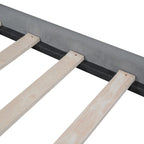 Velvet Upholstered Platform Bed Frame with LED Light & Biscuit Headboard