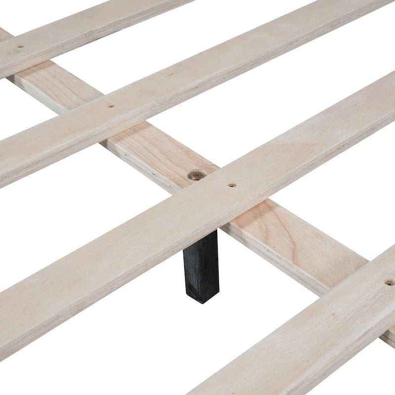 Velvet Upholstered Platform Bed Frame with LED Light & Biscuit Headboard