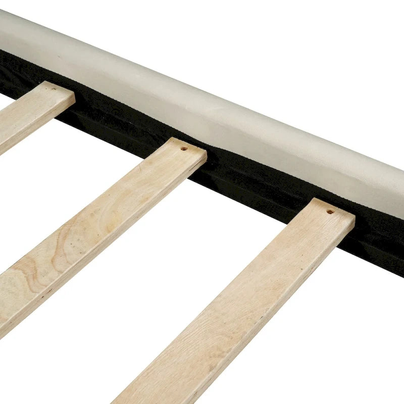 Velvet Upholstered Platform Bed Frame with LED Light & Biscuit Headboard