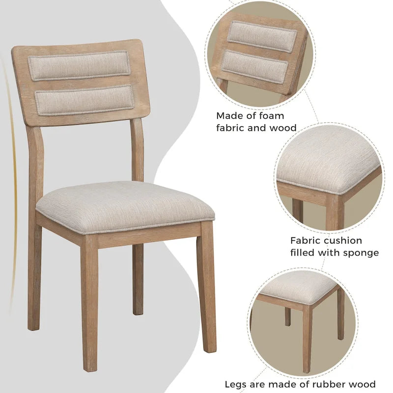 6-Piece Wooden Dining Table Set with 4 Chairs & Bench