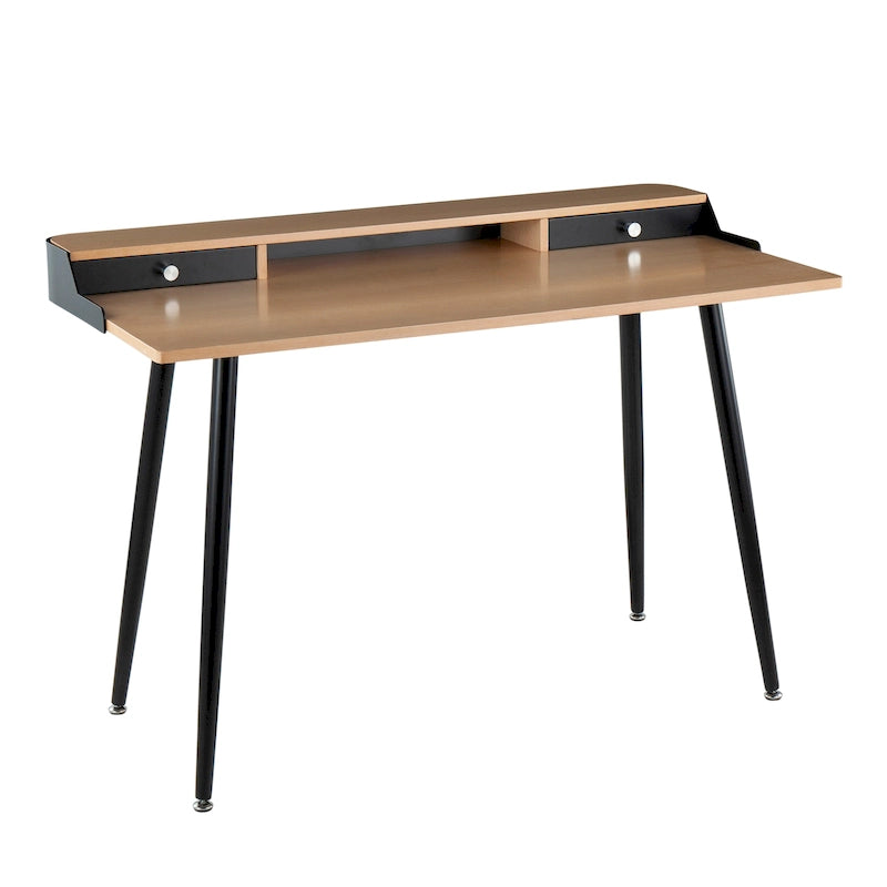 Carson Carrington Creggan Mid-Century Modern Black Metal & Wood Office Desk