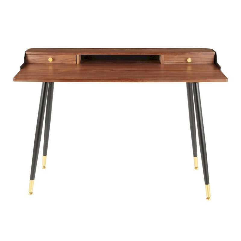 Carson Carrington Creggan Mid-Century Modern Black Metal & Wood Office Desk