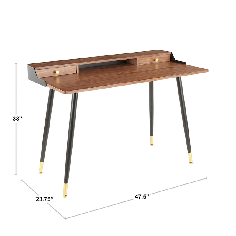 Carson Carrington Creggan Mid-Century Modern Black Metal & Wood Office Desk