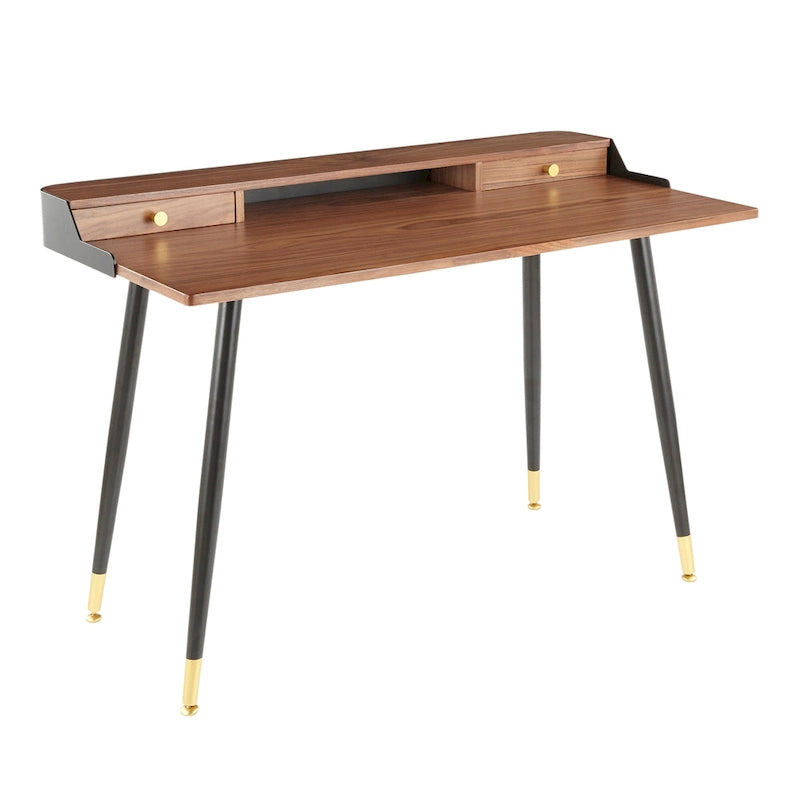 Carson Carrington Creggan Mid-Century Modern Black Metal & Wood Office Desk