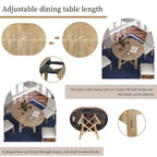 TREXM Farmhouse Round Extendable Dining Table with 16 Leaf Wood Kitchen Table
