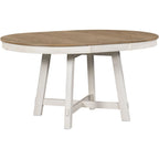 TREXM Farmhouse Round Extendable Dining Table with 16 Leaf Wood Kitchen Table