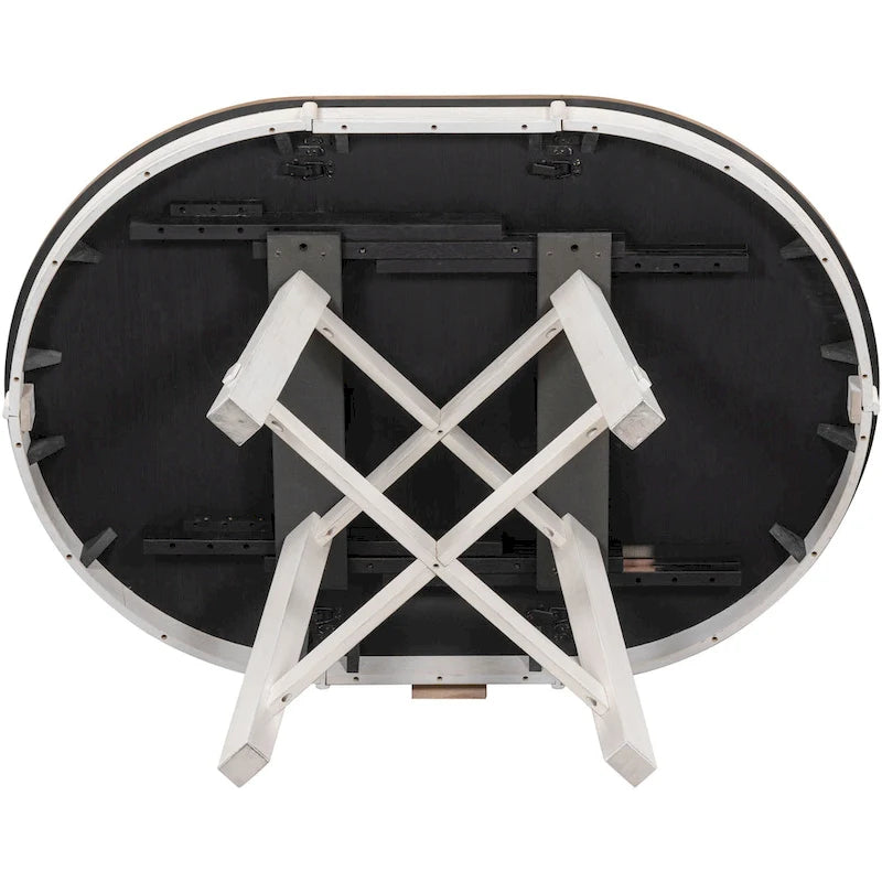 TREXM Farmhouse Round Extendable Dining Table with 16 Leaf Wood Kitchen Table