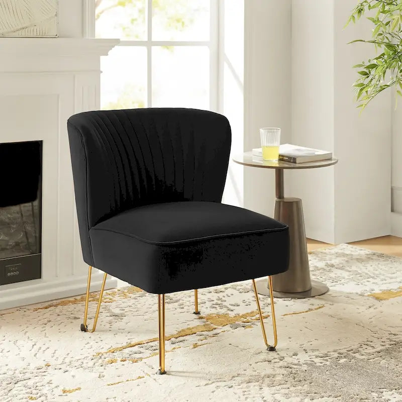 Barto Modern Velvet Tufted Side Chair with Golden Legs by HULALA HOME