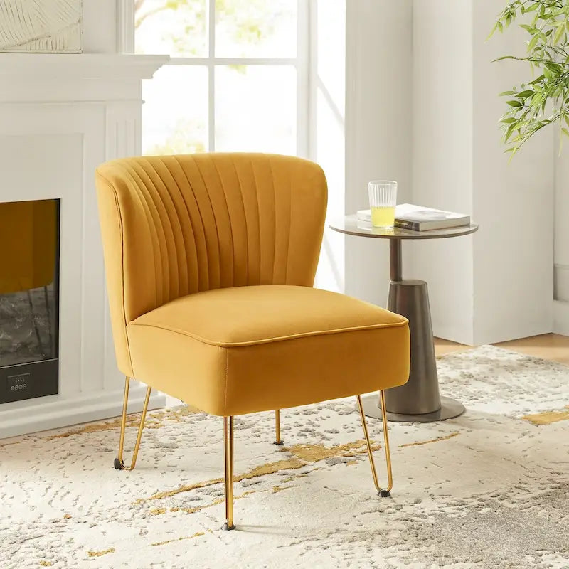 Barto Modern Velvet Tufted Side Chair with Golden Legs by HULALA HOME