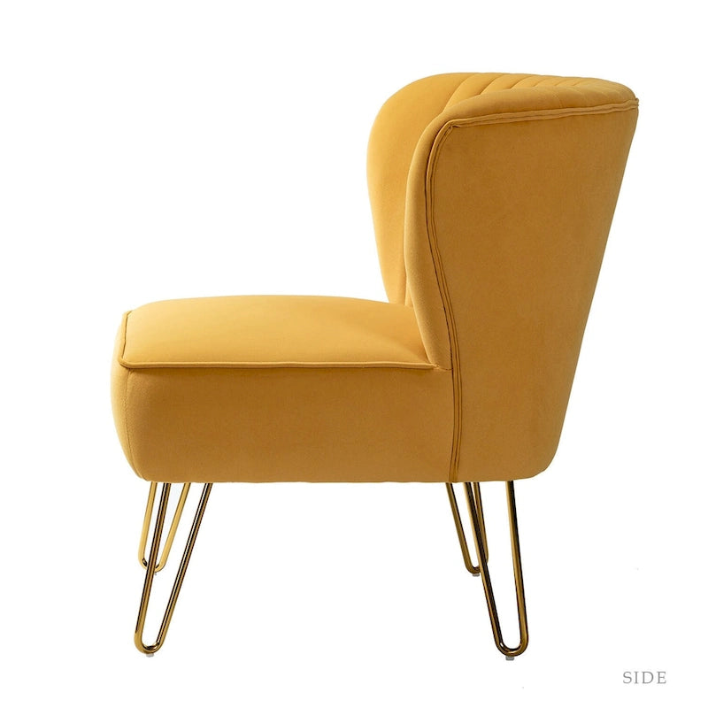 Barto Modern Velvet Tufted Side Chair with Golden Legs by HULALA HOME