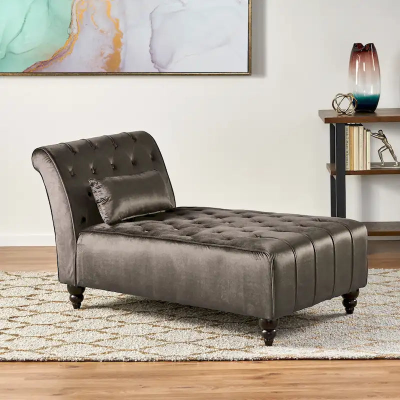Rubie Modern Glam Tufted Velvet Chaise Lounge by Christopher Knight Home