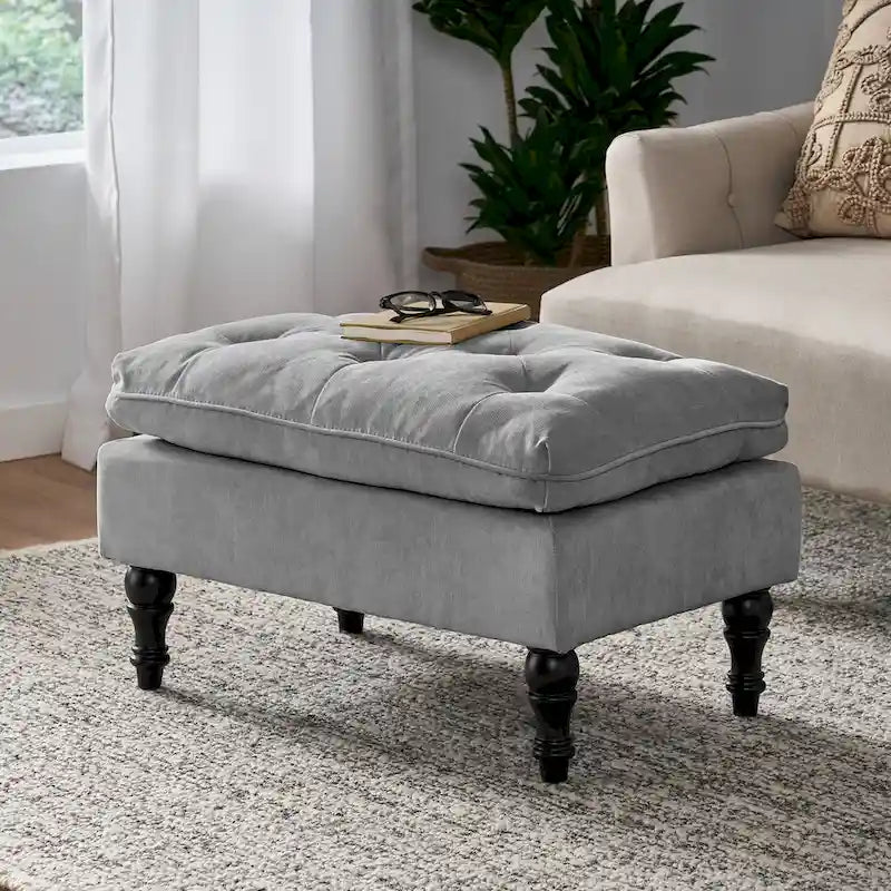 Jeremy Modern Tufted Fabric Pillow Top Ottoman by Christopher Knight Home
