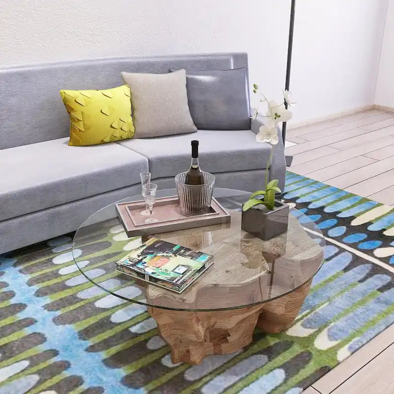 Round Tempered Glass Table Top with Thick Flat Polished Edge