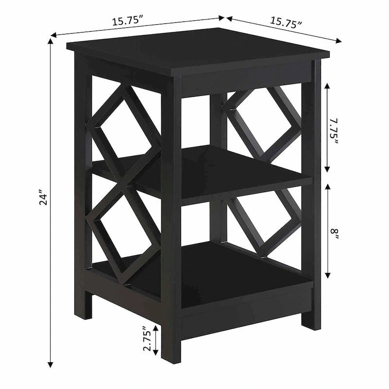 Convenience Concepts Diamond End Table with Shelves