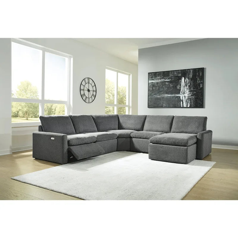 Signature Design by Ashley Hartsdale Gray 5-Piece Power Reclining Sectional with Chaise