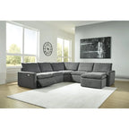 Signature Design by Ashley Hartsdale Gray 5-Piece Power Reclining Sectional with Chaise