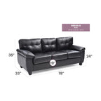 Gallant 78 in. W Flared Arm Faux Leather Straight Sofa - 33L x 78W x 35H