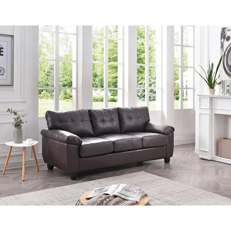 Gallant 78 in. W Flared Arm Faux Leather Straight Sofa - 33L x 78W x 35H