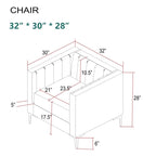 Morden Fort Modern 2 Pieces of Chair and Sofa Couch Set with Dutch Velvet Grey, Iron Legs