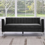 Morden Fort Modern 2 Pieces of Chair and Sofa Couch Set with Dutch Velvet Grey, Iron Legs