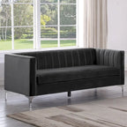 Morden Fort Modern 2 Pieces of Chair and Sofa Couch Set with Dutch Velvet Grey, Iron Legs