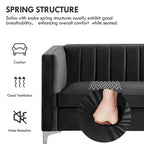 Morden Fort Modern 2 Pieces of Chair and Sofa Couch Set with Dutch Velvet Grey, Iron Legs