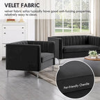 Morden Fort Modern 2 Pieces of Chair and Sofa Couch Set with Dutch Velvet Grey, Iron Legs