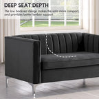 Morden Fort Modern 2 Pieces of Chair and Sofa Couch Set with Dutch Velvet Grey, Iron Legs