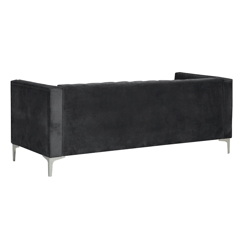 Morden Fort Modern 2 Pieces of Chair and Sofa Couch Set with Dutch Velvet Grey, Iron Legs