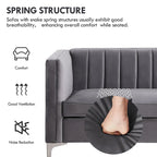 Morden Fort Modern 2 Pieces of Chair and Sofa Couch Set with Dutch Velvet Grey, Iron Legs