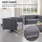 Morden Fort Modern 2 Pieces of Chair and Sofa Couch Set with Dutch Velvet Grey, Iron Legs