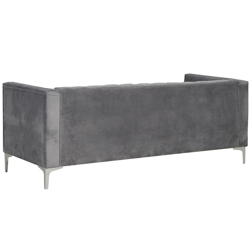 Morden Fort Modern 2 Pieces of Chair and Sofa Couch Set with Dutch Velvet Grey, Iron Legs