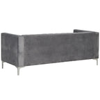 Morden Fort Modern 2 Pieces of Chair and Sofa Couch Set with Dutch Velvet Grey, Iron Legs