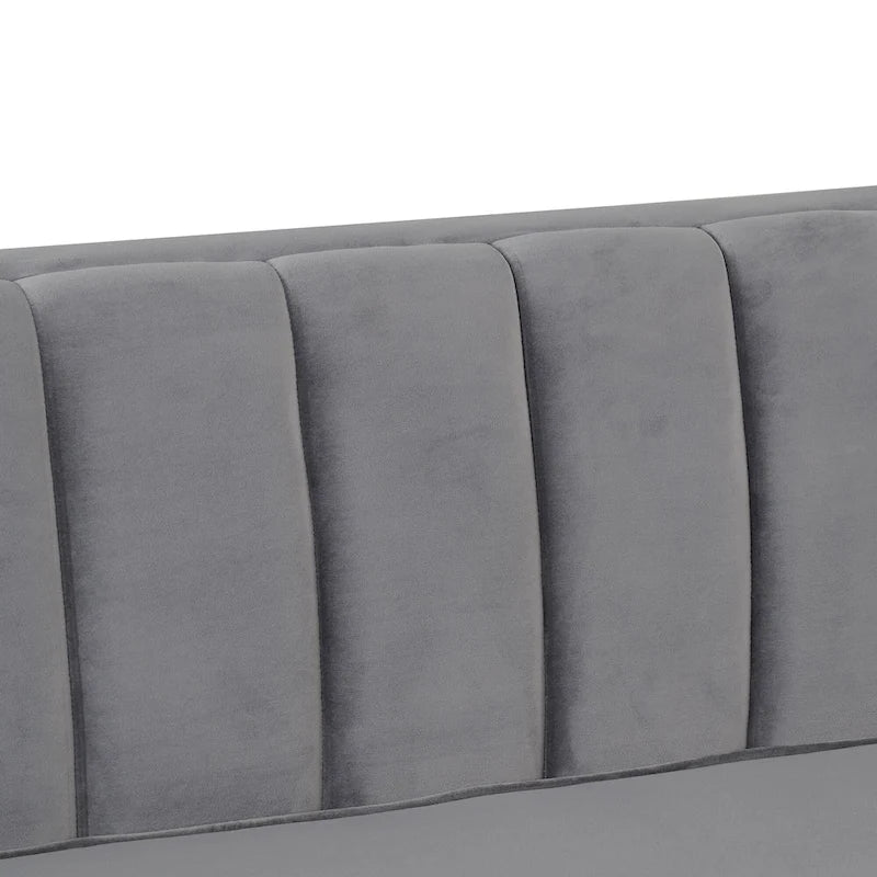 Morden Fort Modern 2 Pieces of Chair and Sofa Couch Set with Dutch Velvet Grey, Iron Legs