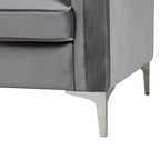 Morden Fort Modern 2 Pieces of Chair and Sofa Couch Set with Dutch Velvet Grey, Iron Legs