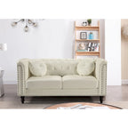 Atkinson Classic Kittleson Nailhead Chesterfield Faux leather Loveseat