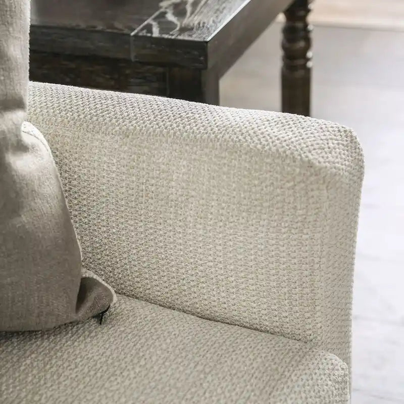 Swik Contemporary Ivory Chenille L-Shaped Sectional by Furniture of America