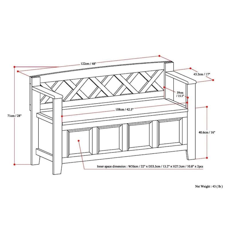 WYNDENHALL Halifax 48 inch Wide Solid Wood Transitional Entryway Bench - 48 Inches wide