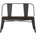 Metal Wood Top Dining Bench, Gunmetal