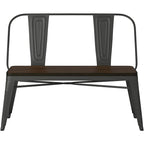 Metal Wood Top Dining Bench, Gunmetal