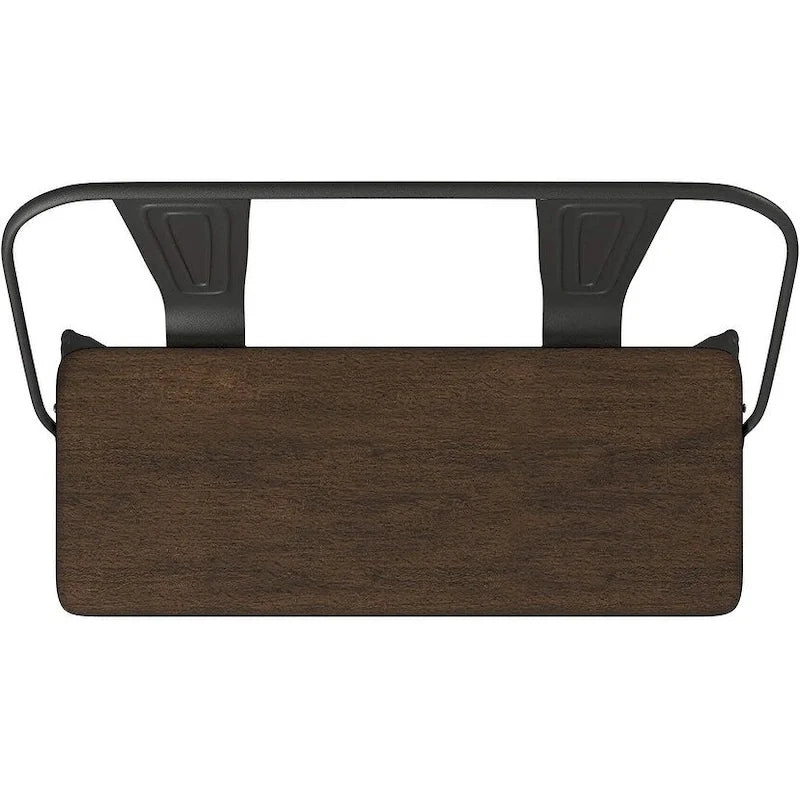 Metal Wood Top Dining Bench, Gunmetal