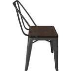 Metal Wood Top Dining Bench, Gunmetal